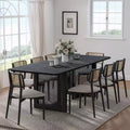 PexFix 79 x 33.5 Farmhouse Kitchen Dining Room Table Furniture Square Black Kitchen Table with Rattan Woven Legs for Kitchen Bar Living Room