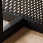 Table à manger de cuisine style ferme 79 x 33,5 po, table de cuisine carrée noire avec pieds en rotin tressé pour cuisine, bar, salon