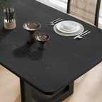 Table à manger de cuisine style ferme 79 x 33,5 po, table de cuisine carrée noire avec pieds en rotin tressé pour cuisine, bar, salon