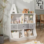 Acekool Kids Toy Storage Organizer, Bookshelf with Shelves, Bins and Drawers, Child-Safe Storage Cabinet for Playroom or Bedroom, 37 x 15 x 37 Inch