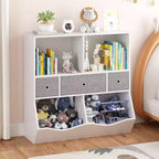 Organisateur de rangement de jouets pour enfants, bibliothèque avec étagères, bacs et tiroirs, meuble de rangement sécurisé pour enfants pour salle de jeux ou chambre à coucher, 94 x 38 x 94 cm
