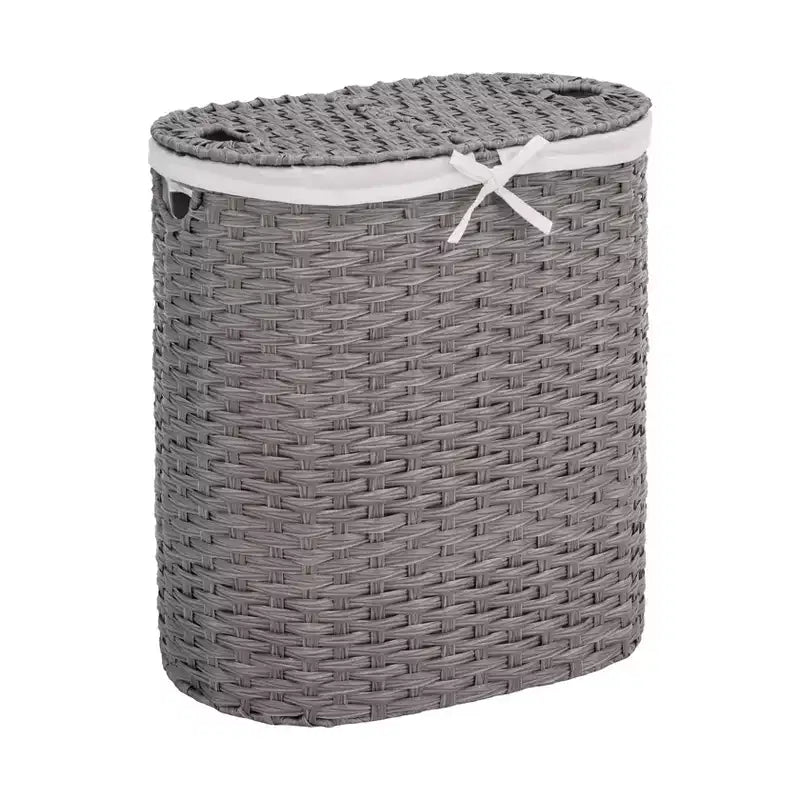 Seville Classics Modern Handwoven Oval Double Sided Laundry Room Hamper