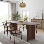 PexFix 67 x 33.5 Solid Wood Oval Dining Table Modern Kitchen Table Farmhouse with Reversible Arched Legs for Living Room Kitchen Home Office Walnut