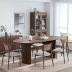 Table de salle à manger ovale en bois massif 67 x 33,5 Table de cuisine moderne de ferme avec pieds arqués réversibles pour salon, cuisine, bureau à domicile, noyer