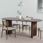 Table de salle à manger ovale en bois massif 67 x 33,5 Table de cuisine moderne de ferme avec pieds arqués réversibles pour salon, cuisine, bureau à domicile, noyer