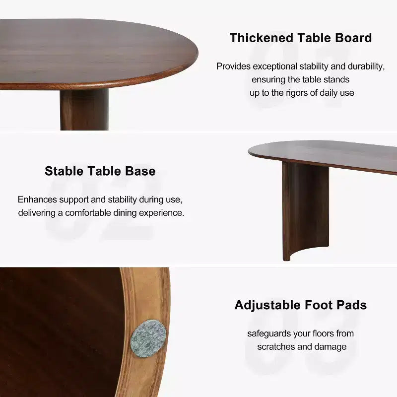 Table de salle à manger ovale en bois massif 67 x 33,5 Table de cuisine moderne de ferme avec pieds arqués réversibles pour salon, cuisine, bureau à domicile, noyer