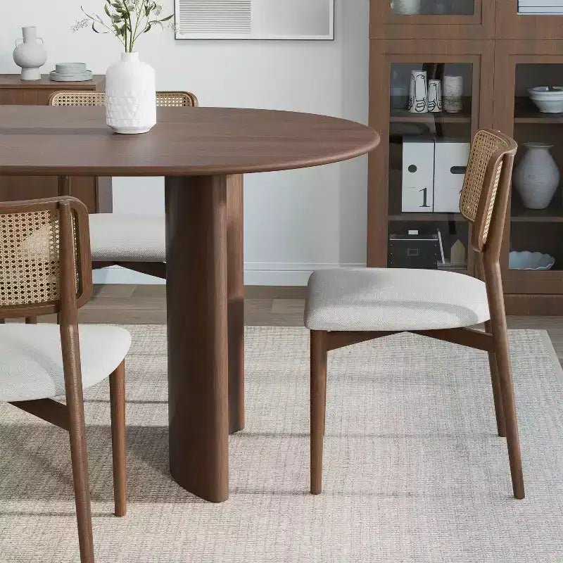 Table de salle à manger ovale en bois massif 67 x 33,5 Table de cuisine moderne de ferme avec pieds arqués réversibles pour salon, cuisine, bureau à domicile, noyer