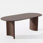 Table de salle à manger ovale en bois massif 67 x 33,5 Table de cuisine moderne de ferme avec pieds arqués réversibles pour salon, cuisine, bureau à domicile, noyer
