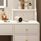 Coiffeuse moderne avec miroir, lumières, 6 tiroirs, 4 casiers et étagères