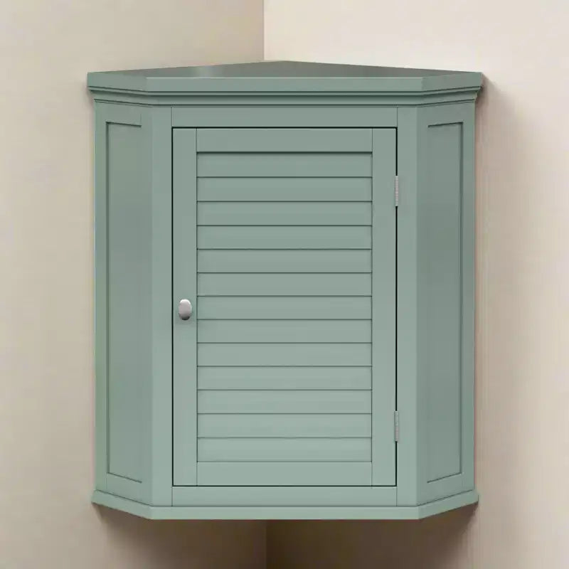 Meuble haut d'angle amovible à deux portes, vert sauge