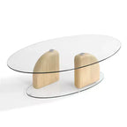 Table basse ovale en verre et béton léger