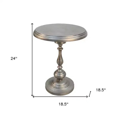 Table d'appoint ronde en métal nickelé antique 24 po