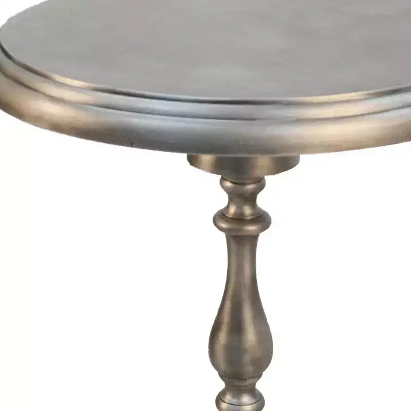 Table d'appoint ronde en métal nickelé antique 24 po