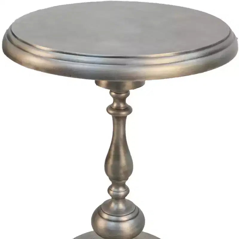 Table d'appoint ronde en métal nickelé antique 24 po