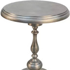 Table d'appoint ronde en métal nickelé antique 24 po