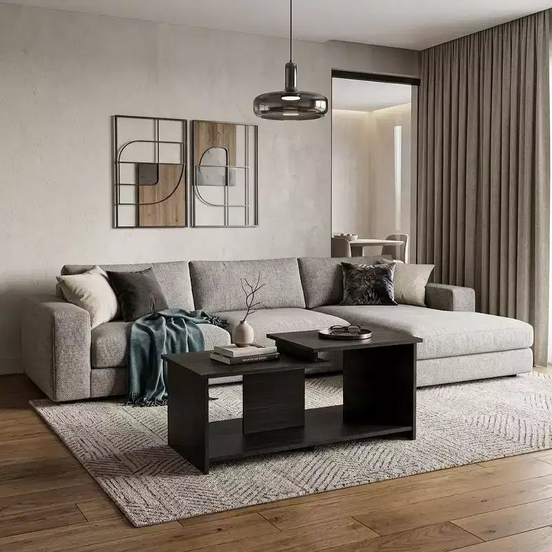 35 Table Basse Abstraite en Bois Noir