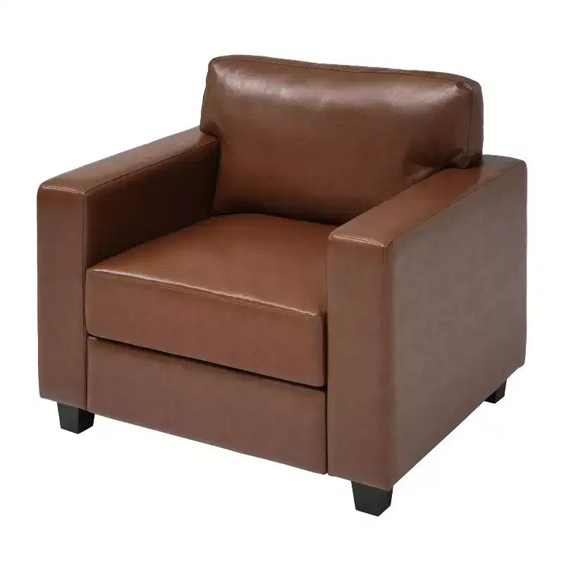 Fauteuil d'appoint rembourré, Fauteuil simple, Fauteuil club, Fauteuil de lecture, Fauteuil de loisirs avec coussin moelleux, Marron