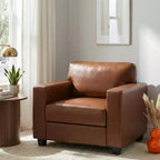 Fauteuil d'appoint rembourré, Fauteuil simple, Fauteuil club, Fauteuil de lecture, Fauteuil de loisirs avec coussin moelleux, Marron