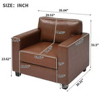 Fauteuil d'appoint rembourré, Fauteuil simple, Fauteuil club, Fauteuil de lecture, Fauteuil de loisirs avec coussin moelleux, Marron