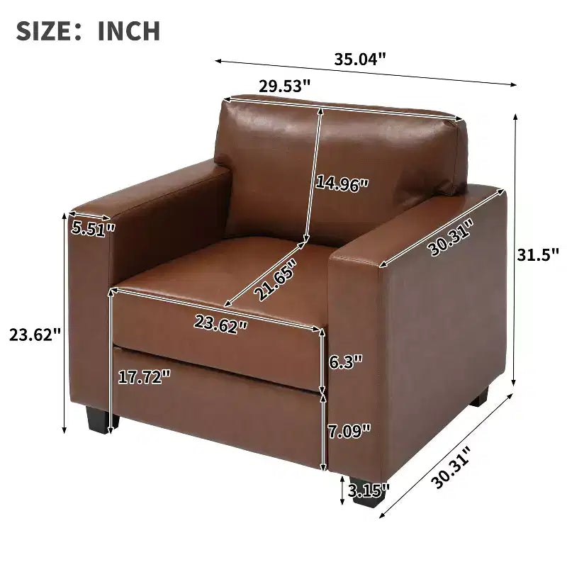 Fauteuil d'appoint rembourré, Fauteuil simple, Fauteuil club, Fauteuil de lecture, Fauteuil de loisirs avec coussin moelleux, Marron