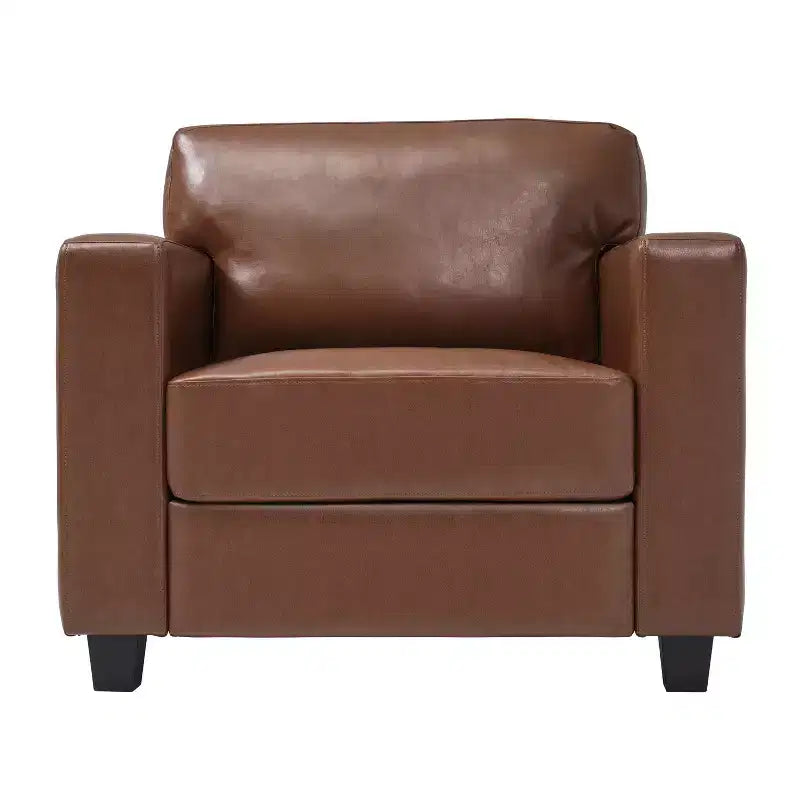Fauteuil d'appoint rembourré, Fauteuil simple, Fauteuil club, Fauteuil de lecture, Fauteuil de loisirs avec coussin moelleux, Marron