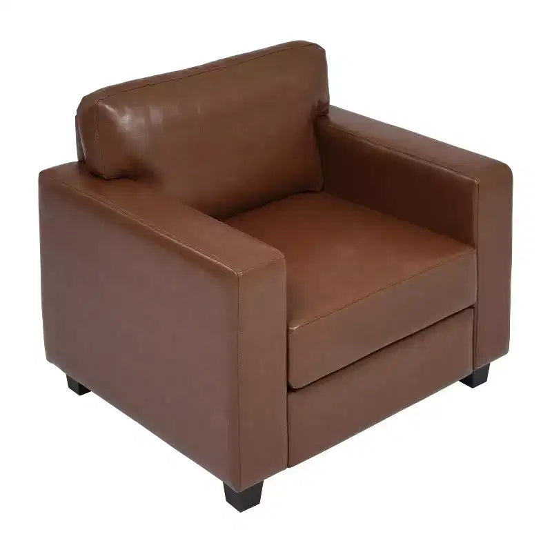 Fauteuil d'appoint rembourré, Fauteuil simple, Fauteuil club, Fauteuil de lecture, Fauteuil de loisirs avec coussin moelleux, Marron