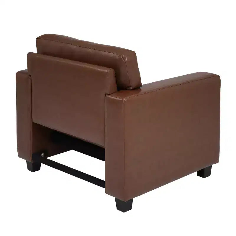 Fauteuil d'appoint rembourré, Fauteuil simple, Fauteuil club, Fauteuil de lecture, Fauteuil de loisirs avec coussin moelleux, Marron