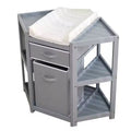 GustoWave Corner Diaper Changing Table with Storage Drawer Laundry Hamper Pad, Multi-Functional Organizer for Newborn Infant Gray