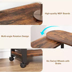 Table d'appoint rotative avec station de charge, Table d'appoint pivotante avec 6 roulettes verrouillables, Chariot de rangement à 3 niveaux pour salon et chambre