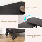 Table d'appoint rotative avec station de charge, Table d'appoint pivotante avec 6 roulettes verrouillables, Chariot de rangement à 3 niveaux pour salon et chambre