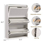 Meuble à chaussures avec 3 tiroirs basculants, Organisateur de chaussures en bois avec étagère réglable, Rangement de chaussures pour entrée, couloir, salon