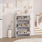 Meuble à chaussures avec 3 tiroirs basculants, Organisateur de chaussures en bois avec étagère réglable, Rangement de chaussures pour entrée, couloir, salon