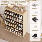 Meuble à chaussures avec 3 tiroirs basculants, Organisateur de chaussures en bois avec étagère réglable, Rangement de chaussures pour entrée, couloir, salon