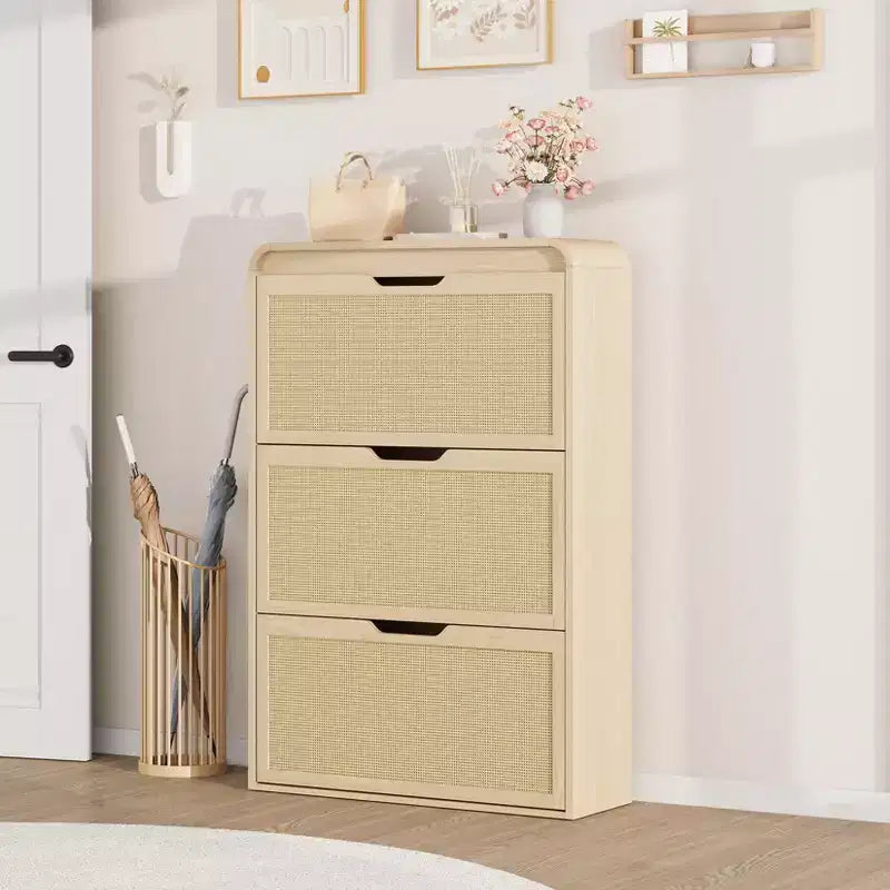 Garvee Shoe Cabinet with 3 Flip Drawers, Wooden Shoe Organizer Cabinet with Adjustable Shelf, Shoe Storage for Entryway, Hallway, Living Room