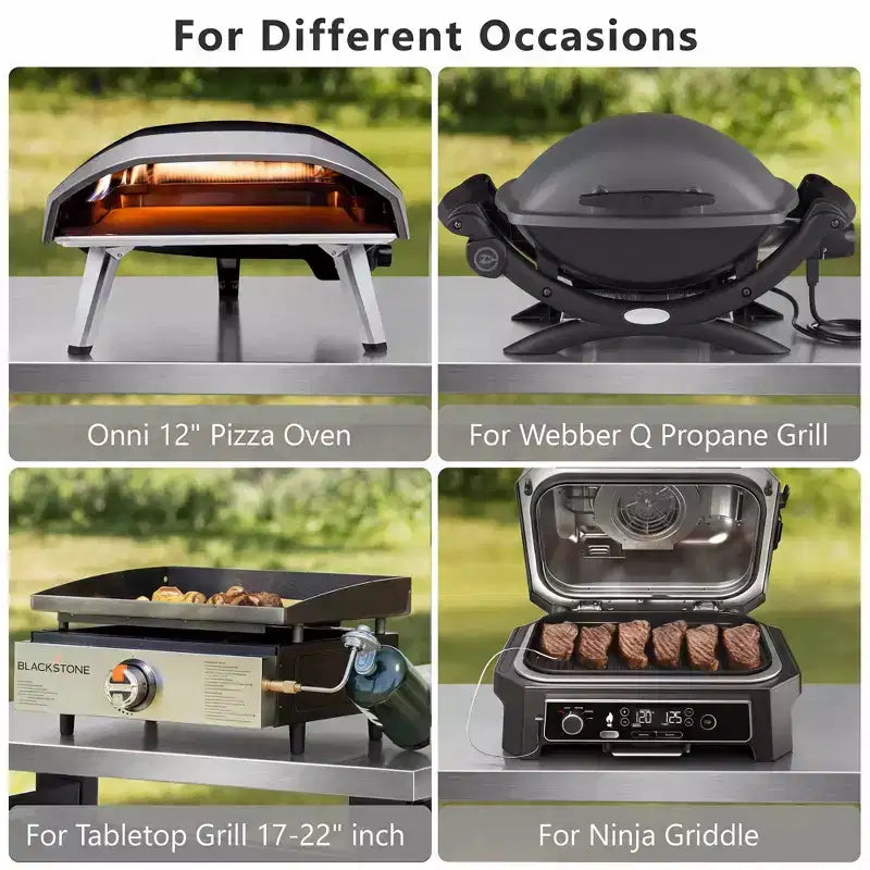 Chariot de barbecue d'extérieur de 99 cm avec meuble de rangement, table de barbecue à plateau en acier inoxydable avec roues, support à épices et à papier, housse imperméable incluse