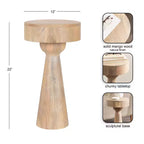 Table d'appoint en bois, Naturel, 12x12x22