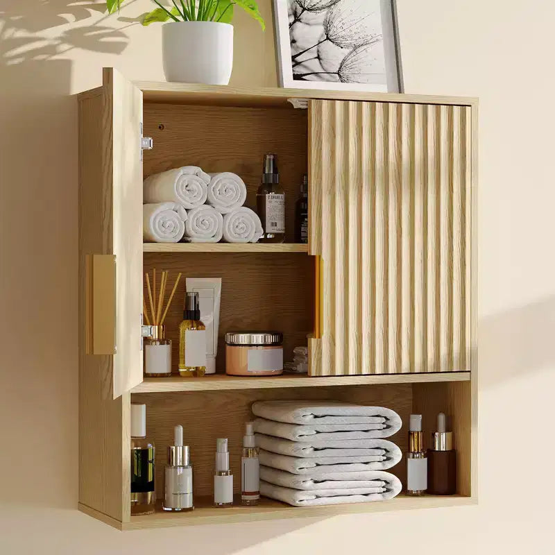 Classic Barn-Door Medicine Cabinet With Adjustable Shelves  Bathroom Wall Cabinet  Dimensions: 25 X 23.6 X 9 Inches