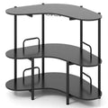 Costway 3-Tier Home Bar Unit with Stemware Racks & Storage Shelves with Metal Frame Brown/Black