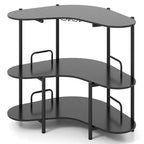 Costway 3-Tier Home Bar Unit with Stemware Racks & Storage Shelves with Metal Frame Brown/Black
