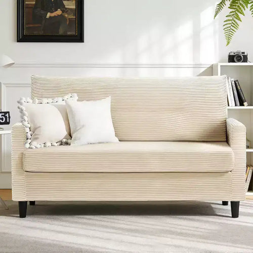 Dyonery 50 Corduroy Loveseat Sofa with Spring Cushions Solid Wood Frame Small Couch for Living Room Bedroom Office