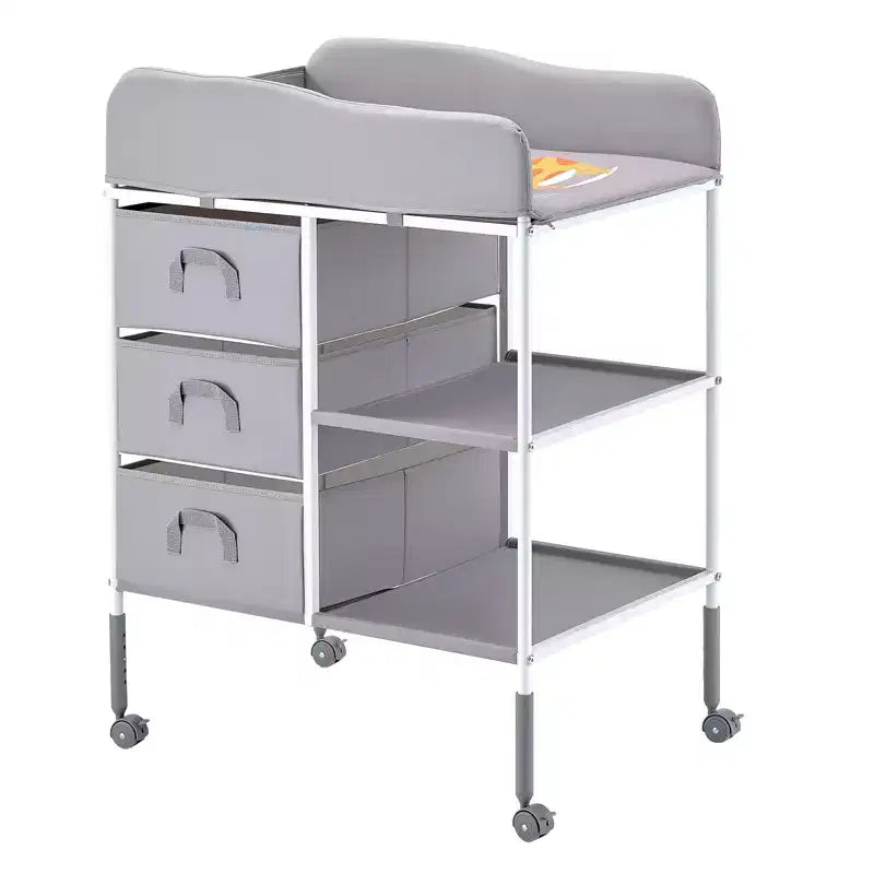 Baby Changing Table Portable Diaper Change Station with 3 Drawers Wheels Heavy Duty