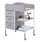 Table à langer portable avec 3 tiroirs et roulettes robuste