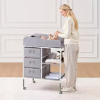 Table à langer portable avec 3 tiroirs et roulettes robuste