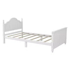 Lit plateforme en bois pour enfants, taille simple, avec tête et pied de lit, blanc