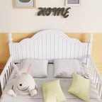 Lit plateforme en bois pour enfants, taille simple, avec tête et pied de lit, blanc