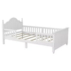 Lit plateforme en bois pour enfants, taille simple, avec tête et pied de lit, blanc