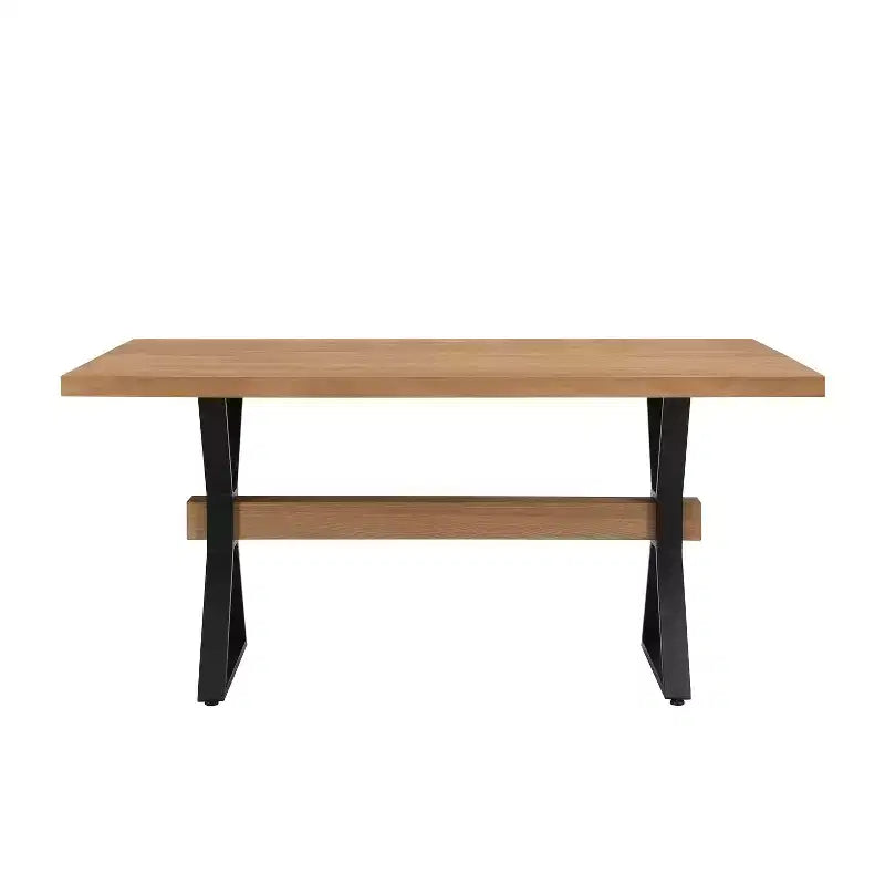 Christopher Knight Home Cora 63" Rustic Metal and Wood X-Shape Dining Table Natural