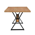 Table à manger rustique en métal et bois en X de 160 cm, couleur naturelle