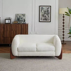 Causeuse en tissu beige de 63 po