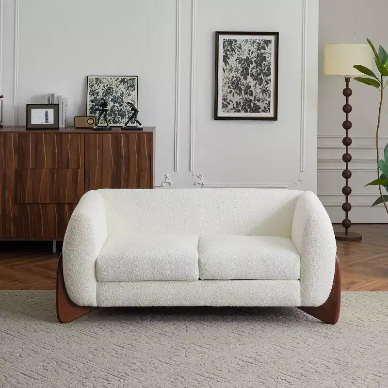 Causeuse en tissu beige de 63 po